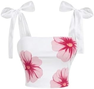 Женский топ Milumia с цветочным узором и завязками на плечах, квадратным вырезом, без рукавов 11277849