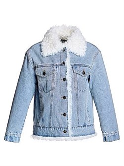 Женская джинсовая куртка с подкладкой из полиэстера и отделкой из меха ламы Калган, Maximilian 11023080