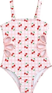 Купальник Gorglitter с вишнёвым принтом и вырезами, удобный и стильный для молодёжи на лето 11272584