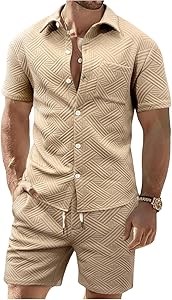 Летний мужской пляжный комплект из 2 предметов с коротким рукавом и шортами от Gorglitter 11284301