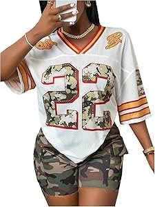 MakeMeChic Женская стильная футболка с 3/4 рукавом и V-образным вырезом свободного кроя 11247345