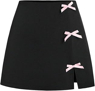 Летняя мини-юбка A-line SweatyRocks Y2K с бантом и высокой талией из хлопка 11309510