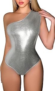 Монокини Floerns с асимметричным вырезом и металлического оттенка, 95% полиэстер, 5% эластан 11311673