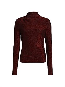 Металлический лонгслив с узким воротником от Veronica Beard, 75% нейлон, 5% эластан 11021988