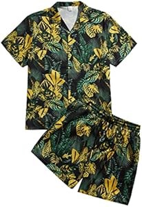 Мужской комплект из 2 предметов Verdusa: многоцветная гавайская рубашка с коротким рукавом и шорты, размеры S-XXL 11276281