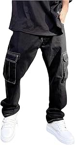 Легкие мужские уличные брюки-карго от Verdusa с эластичным поясом и шнурком, прямого кроя с карманами 11268715