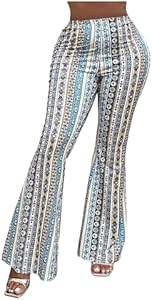 Брюки большого размера Floerns в бохо стиле с расклешёнными штанинами, средней посадки и для повседневной носки 11293730