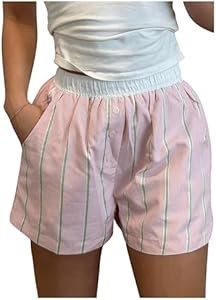 Шорты Floerns для полных женщин с эластичной талией, полосатым узором и передней пуговицей 11279493
