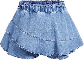 Джинсовая юбка-шорты с высокой талией и оборками для лета, большого размера от Milumia 11312780