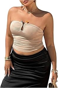 Женский молодежный топ-бандо с металлическими элементами от Floerns, из комфортного материала и с многофункциональным дизайном 11255619