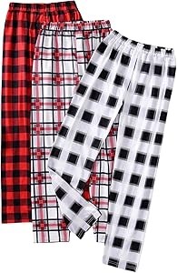 Женские брюки лонгслив Milumia в клетку, набор из 3 штук с эластичным поясом и прямыми штанинами 11273618