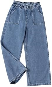 Широкие джинсы из комфортного денима для девочек SOLY HUX с эластичным поясом и карманами 11306008