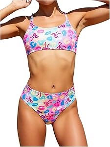 SweatyRocks Детский купальник для девочек из 2-х частей с бантиками, материал: 82% полиэстер, 18% эластан, доступен в разных размерах 11300151