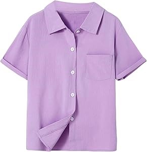 Молодёжная рубашка для мальчиков с воротником и пуговицами от SweatyRocks, текстурированная, с коротким рукавом и карманом 11244587