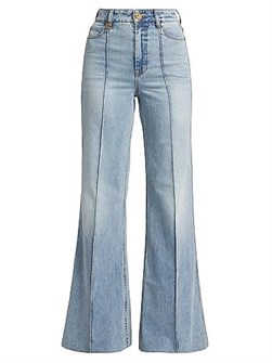 Джинсы с широкими штанинами от Zimmermann, 99% хлопок, высокая посадка, в пятикарманном стиле 11029115