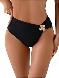 Женское бикини с высокой талией Milumia, украшенное металлическими цветами, комфортный стиль для пляжа 11297026