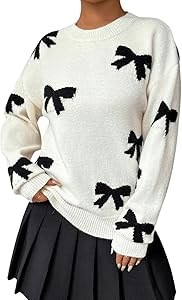 Свитер лонгслив Milumia с бантом, свободный крой, молодёжный стиль, 42% акрил 11311004