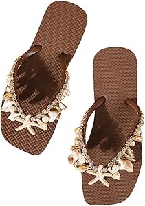 Женские пляжные шлепанцы Gorglitter с открытым носом и декором из страз и ракушек, идеальные для летнего отдыха 11294503