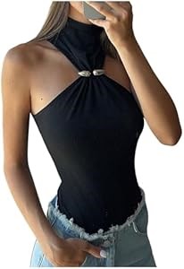 Боди с металлическими декорами от Milumia, устойчивый воротник, перекрученный перед, идеально подходит для вечеринок 11294878