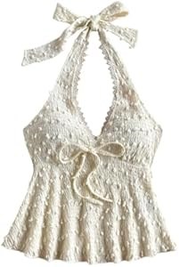 Женский летний топ без рукавов с кружевной отделкой и узлом спереди GORGLITTER, модель 2025 11257061