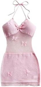 Женское платье-туника GORGLITTER в стиле халтер с кружевом и бабочками, идеальное для пляжа и отдыха 11281316