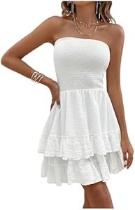 Элегантное летнее платье без рукавов, с многослойной рюшей и завышенной талией от Floerns для женщин 11265484