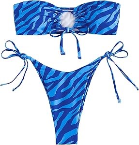Комплект бикини из двух предметов с зебровым принтом и вырезом без бретелек от Milumia 11277949