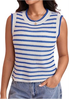 Женская полосатая майка Milumia без рукавов с цветными вставками и ребристой вязкой для повседневного образа 11281528