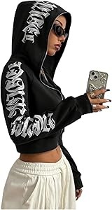 Женское худи GORGLITTER Y2k с графическим принтом, приталенное, в стиле панк, уличная мода 11249371