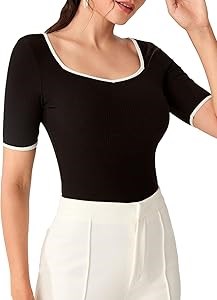 Облегающая футболка Milumia из ребристой ткани с контрастной отделкой и вырезом в форме сердца, с короткими рукавами 11306565