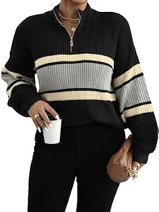 Повседневный лонгслив больших размеров от Floerns с цветными блоками и молнией, 100% акрил 11296681