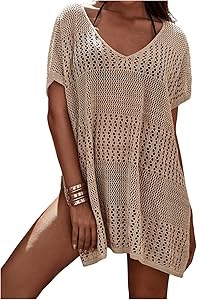 Пляжное платье с вырезом, короткими рукавами и в стиле бохо от Verdusa, универсальный размер 11265172