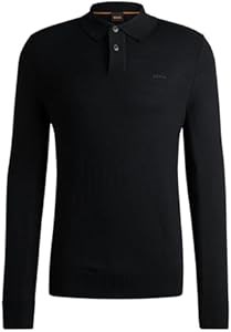 Мужской трикотажный свитер BOSS Avac_pl из 60% шерсти и 40% акрила с поло-воротником и длинными рукавами 11267182