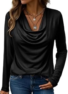 Элегантный чёрный лонгслив для женщин от EVALESS с воротником-капюшоном, идеальная профессиональная одежда для работы 10023248