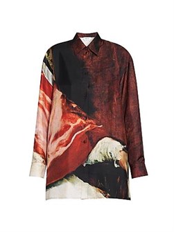 Шелковая рубашка McQueen с принтом Веласкеса, лонгслив, Италия 11024182