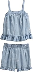 Детский комплект GAP из 2-х предметов для девочек: лонгслив с рюшами и шорты из 100% хлопка 11272516