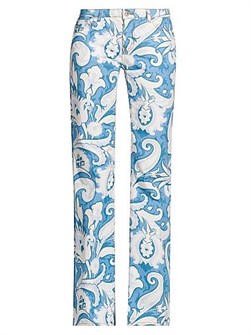 Джинсы с цветочным принтом Etro Summer Macflower, с средней талией и пятью карманами, производство Италия 11027695