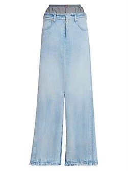 Джинсовая макси-юбка Maison Margiela с многослойным поясом, 100% хлопок, Италия 11024289