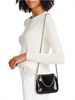 Stella McCartney Мини-сумка через плечо с пайетками и регулируемым ремешком, 18.4 см x 15.2 см x 5 см, полиэстер, сделано в Италии 11026780