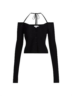 Эластичный лонгслив Good American с открытыми плечами и регулируемой завязкой, 65% нейлон/35% раён 11027909