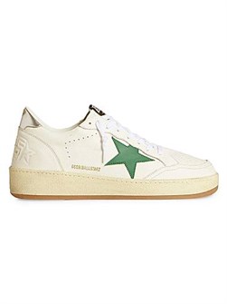 Кожаные низкие кроссовки с перфорацией от Golden Goose Ballstar с резиновой подошвой 11024896