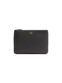Valentino Garavani Клатч из зернистой телячьей кожи с отделением для карт и молнией, размер 24х16 см 11028031