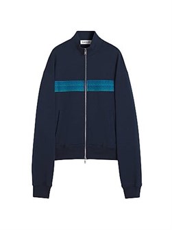 Lanvin Итальянская 100% хлопковая куртка Curb на молнии с воротником и вышивкой 11010579