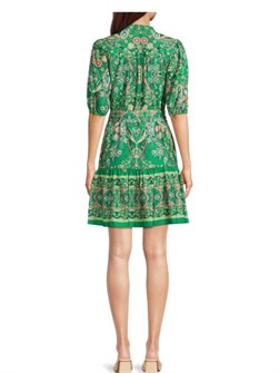 Мини-платье с цветочным принтом Vince Camuto, приталенным лифом, флажковым подолом и поясом на талии 11025197