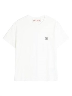 Футболка с логотипом V от Valentino Garavani, классического кроя, 100% хлопок, Италия 11026387