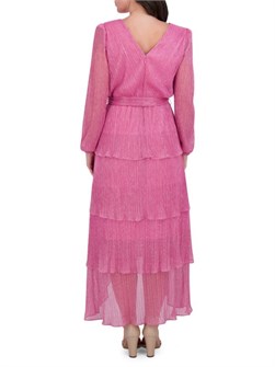 Миди-юбка из металлизированной ткани Kensie с плиссировкой и многослойным дизайном 11026938