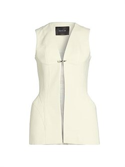 Жилет Mugler из вискозно-шерстяной смеси с V-образным вырезом и застежкой, 100% хлопковая подкладка Heavy Fluid 11010305