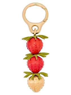 Loewe Брелок из кожи с ягодами клубники и застежкой-клипсой золотистого цвета 11013669