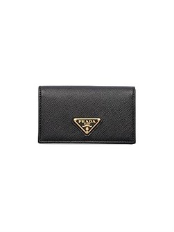 Prada Элегантный держатель для карточек из сафьяновой кожи с четырьмя слотами и застёжкой на кнопку 11019732