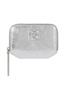 Givenchy Кожаный бумажник 4G Liquid из ламинированной телячьей кожи на молнии с двумя отделениями и карманом для монет 11026924